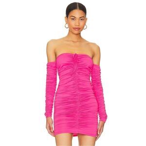 NWT More To Come Shanice Ruched Mini Dress in Pink Revolve Large